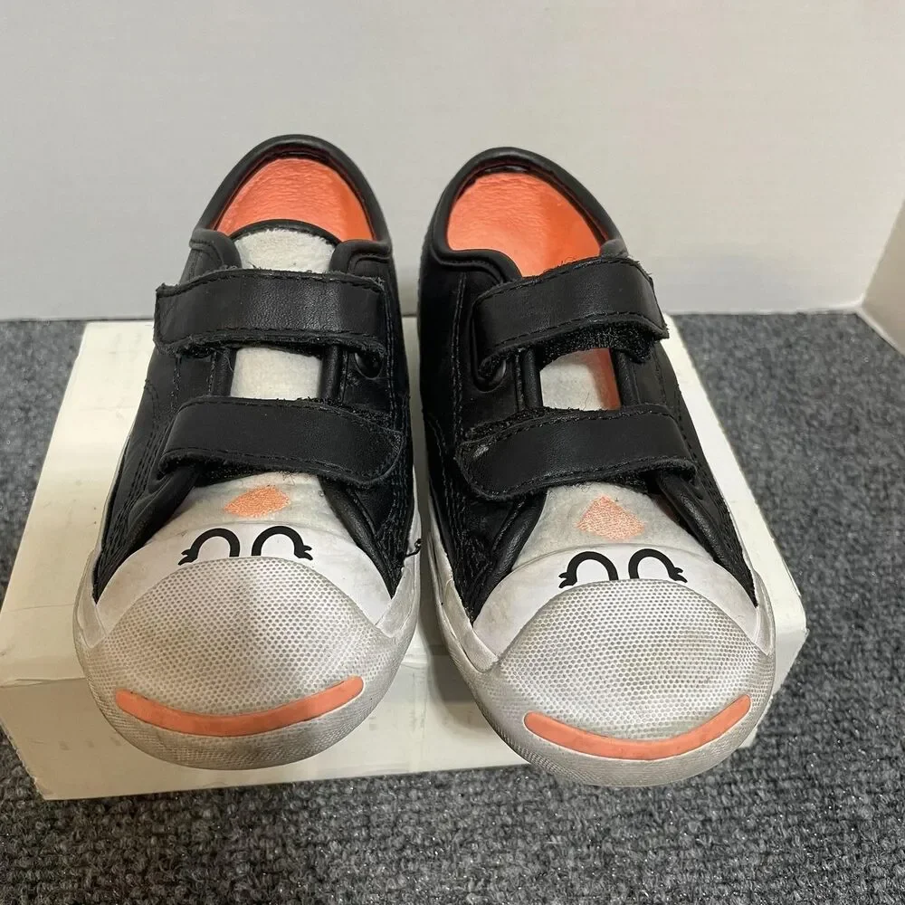 Converse Shoes Infant Size 10 Black Jack Purcell Leather Hook Loop Face